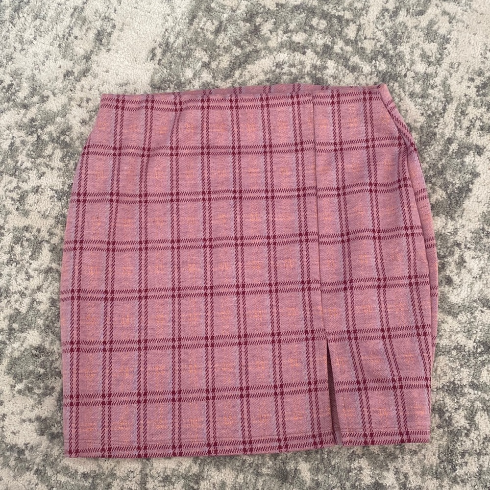 Pink Plaid Mini Skirt